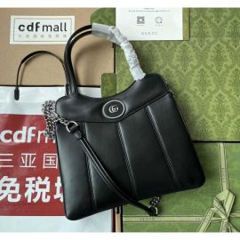 Gucci Petite Black Leather GG Small Tote Bag 745918