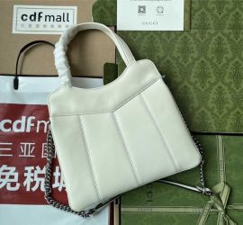 Gucci Petite White Leather GG Small Tote Bag 745918