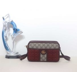 Gucci Quilted Mini GG Canvas Shoulder Crossbody Bag Red 751914
