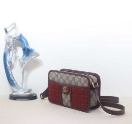 Gucci Quilted Mini GG Canvas Shoulder Crossbody Bag Red 751914