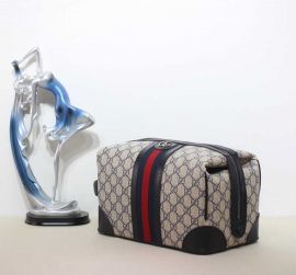 Gucci Savoy Toiletry Case Travel Bag Beige Blue GG Canvas 739391