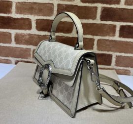 Gucci Small Dionysus Top Handle Shoulder Bag Beige White GG Canvas 739496