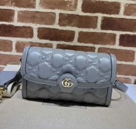 Gucci Small GG Matelasse Leather Shoulder Bag Gray 724529