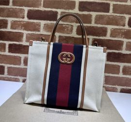 Gucci Small Interlocking G Tote Crossbody Bag White Cotton Canvas 727728