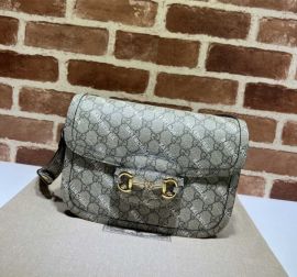 Gucci x Balenciaga Horsebit 1955 Shoulder Bag Beige GG Canvas 602204