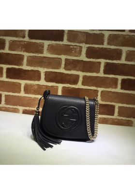 Gucci Soho Leather Chain Shoulder Bag Black 323190