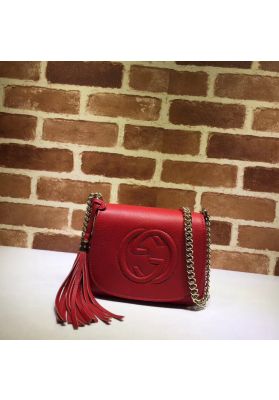 Gucci Soho Leather Chain Shoulder Bag Red 323190