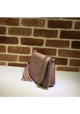 Gucci Soho Leather Chain Shoulder Bag Pink 323190