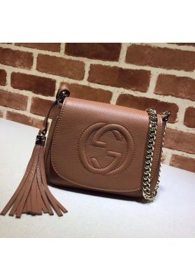 Gucci Soho Leather Chain Shoulder Bag Brown 323190
