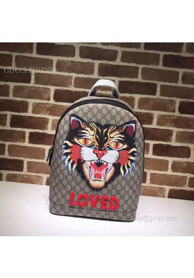 Gucci Tiger Head Print GG Supreme Backpack 419584