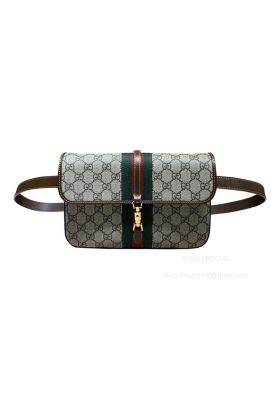 Gucci Jackie 1961 Belt Bag in Beige and Ebony GG Supreme Canvas 699930 2291020