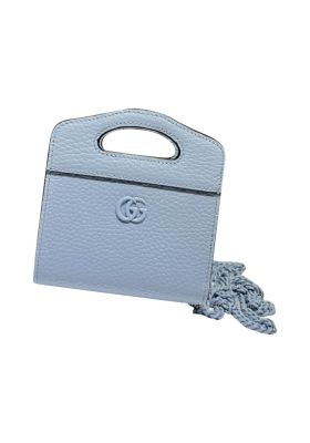 Gucci GG Marmont Top Handle Card Case Wallet in Light Blue Leather 701074 2291021