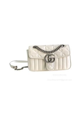 Gucci GG Marmont Mini Shoulder Bag in White Matelasse Leather 446744