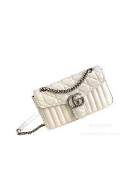 Gucci GG Marmont Small Shoulder Bag in White Matelasse Leather 443497
