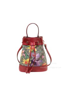 Gucci Ophidia GG Flora Pattern Small Bucket Bag in Red 550621