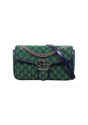 Gucci GG Marmont Multicolor Small Shoulder Bag in Green 443497