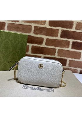 Gucci GG Marmont Mini White Leather Chain Shoulder Bag 772759