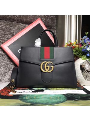 Gucci Web GG Marmont Small Top Handle Bag Black 476470