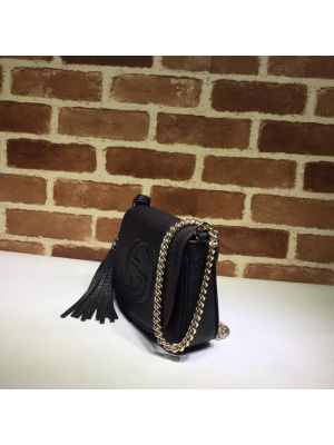 Gucci Soho Leather Chain Shoulder Bag Black 323190