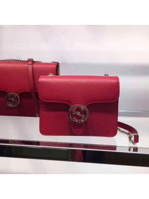 Gucci Women Leather Interlocking GG Crossbody Purse Handbag Red 510304