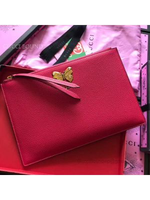 Gucci Butterfly Original Leather Clutch Red 499360