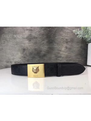 Gucci Signature Leather Belt With Tiger Black 38mm