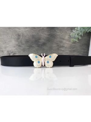 Gucci Leather Belt With Butterfly Black 30mm