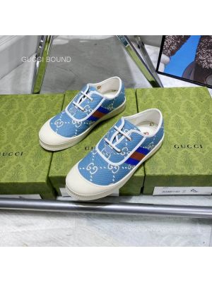 Gucci GG Canvas Web Lace Up Sneakers in Blue 2281076