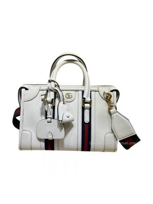 Gucci Small Top Handle Bag with Double G in White Smooth Leather 715772 2291003
