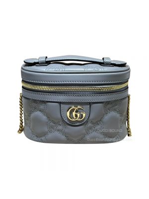 Gucci GG Matelasse Leather Top Handle Mini Bag with Chain in Gray 723770