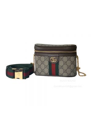 Gucci Ophidia GG Belt Bag with Web in Begie and Ebony GG Supreme Canvas 699765