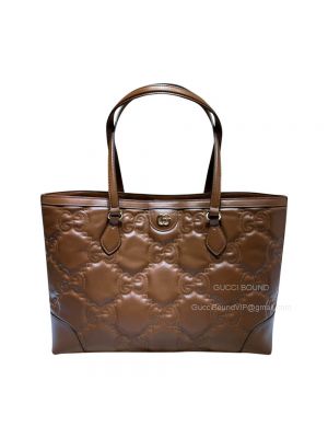 Gucci Medium GG Matelasse Leather Shopping TOte Bag in Brown 631685