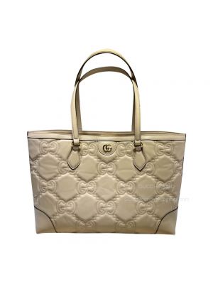 Gucci Medium GG Matelasse Leather Shopping TOte Bag in Beige 631685