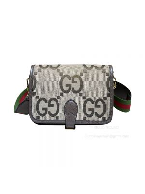 Gucci Jumbo GG Canvas Shoulder Crossbody Bag in Beige 699438