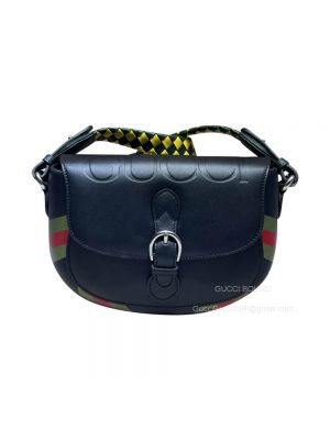 Gucci Small Logo Saddle Shoulder Bag in Black Multicolor 679540