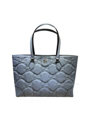 Gucci Gray GG Matelasse Leather Shopping Tote Bag 631685