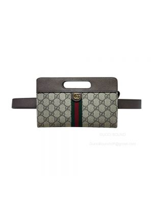 Gucci Ophidia Belt Bag in Beige and Ebony GG Supreme Canvas 704196