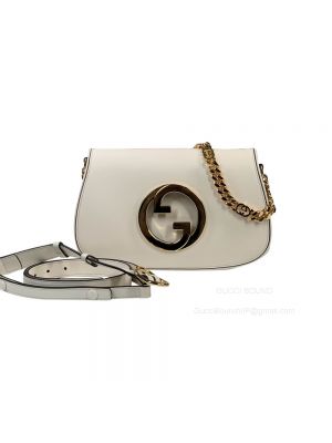 Gucci Love Parade Blondie Chain Shoulder Bag with Round Interlocking G in White Leather 699268