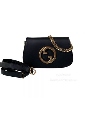 Gucci Love Parade Blondie Chain Shoulder Bag with Round Interlocking G in Black Leather 699268