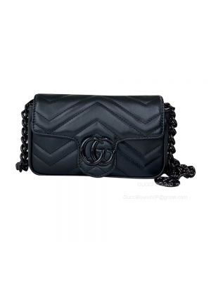 Gucci GG Marmont Belt Bag in Black Chevron Matelasse Leather 699757