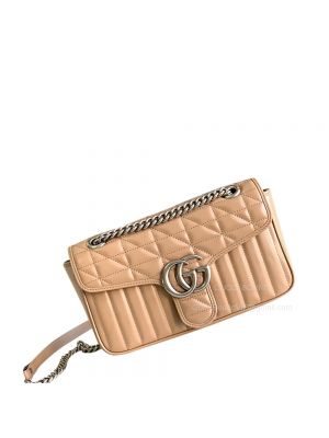Gucci GG Marmont Small Shoulder Bag in Rose Beige Matelasse Leather 443497