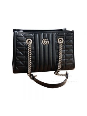Gucci Tote Bag Gucci GG Marmont Small Tote Shoulder Bag in Black 681483