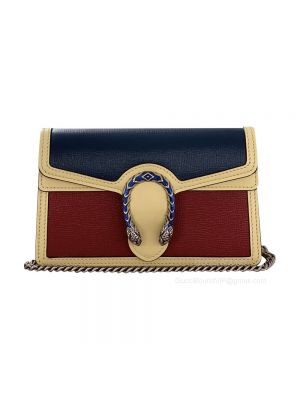 Gucci Shoulder Gucci Dionysus Super Mini Chain Shoulder Bag in Blue and Red Leather 476432