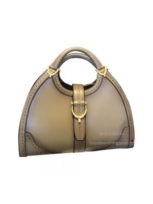 Gucci Medium Stirrup Top Handle Bag in Grey Calf Leather 277514