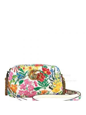 Gucci Ken Scott Print GG Marmont Small Shoulder Bag in Ivory Leather 447632