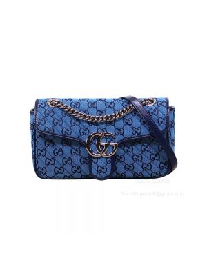 Gucci GG Marmont Multicolor Small Shoulder Bag in Blue 443497