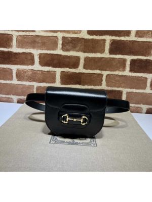 Gucci Black Leather Horsebit 1955 Rounded Belt Bag 760198