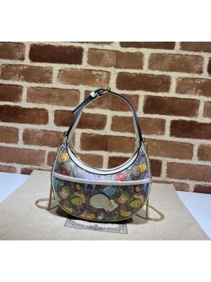 Gucci Animal Print Mini Hobo Bag Beige GG Canvas 726843