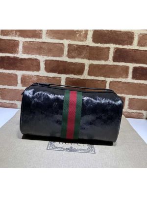 Gucci Black GG Crystal Canvas Toiletry Case with Web 759689