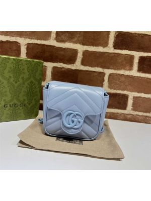 Gucci GG Marmont Blue Leather Belt Bag with Chain 739599